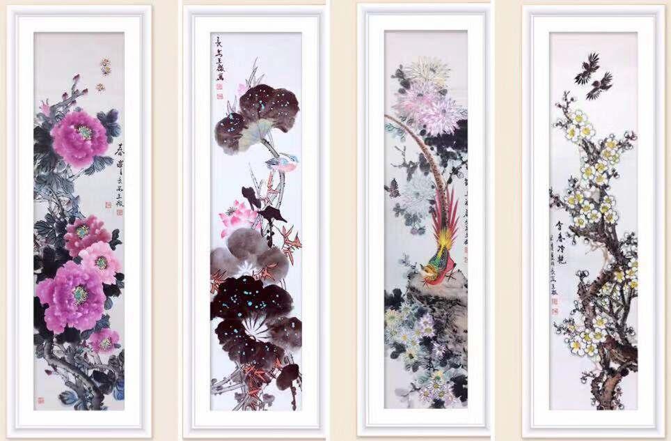 画家王微四条屏作品赏析 - 知乎